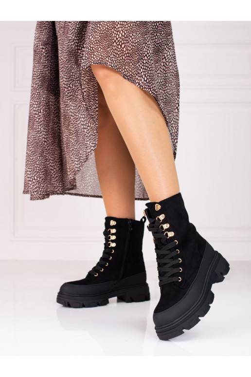 Women's boots with platform black Potocki