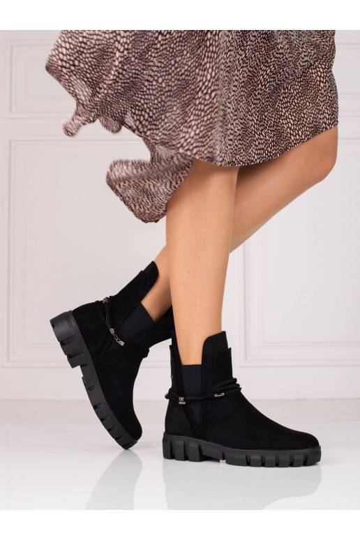 black Women's boots with platform Vinceza from eco suede