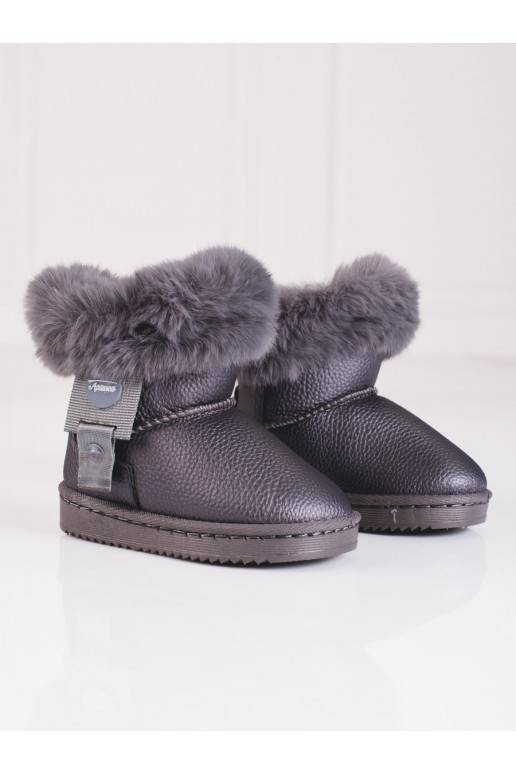 gray Women's snow boots dziewczęce with fur Shelovet