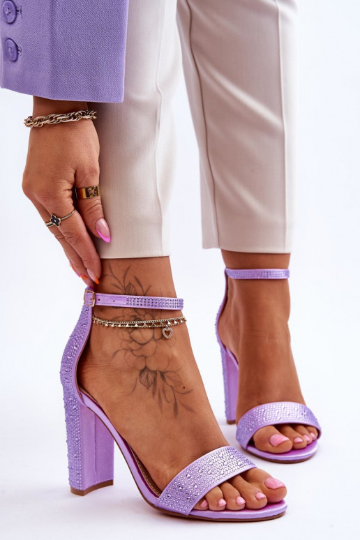 Women's High Heel Sandals With Zircons Violet Idealistic