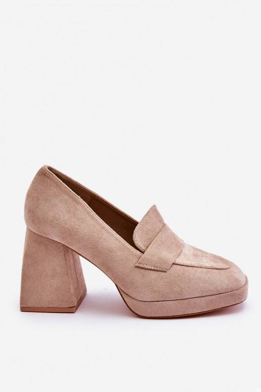 Suede Pumps On A Chunky Heel And Platform Beige Adriel Suede Pumps On A Chunky Heel And Platform Beige Adriel