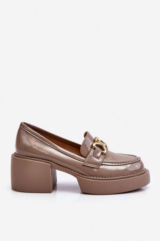 Fashionable Brogues Pumps On Massive Heels Beige Imani Fashionable Brogues Pumps On Massive Heels Beige Imani