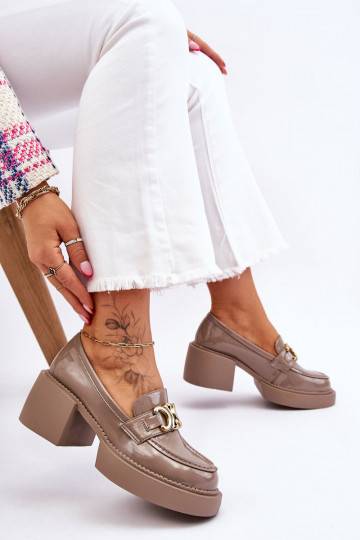 Fashionable Brogues Pumps On Massive Heels Beige Imani 2