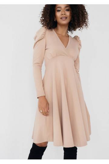 Jenna - Beige flared dress 2