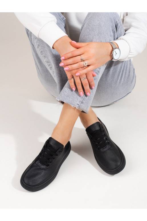 with elements of openwork  black shoes shelovet 