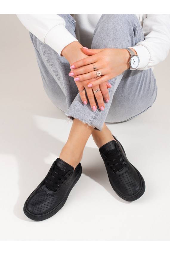 with elements of openwork  black shoes shelovet 