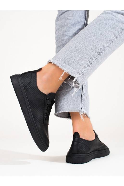 with elements of openwork  black shoes shelovet 