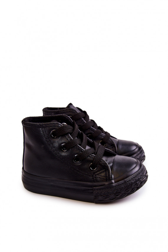 Children's Leather High Sneakers Black Marney