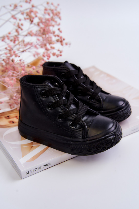 Children's Leather High Sneakers Black Marney
