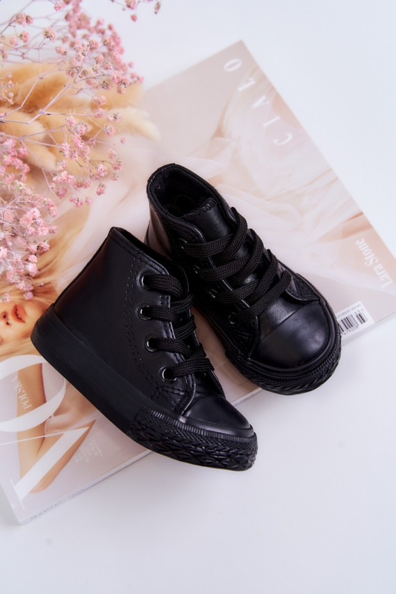 Children's Leather High Sneakers Black Marney