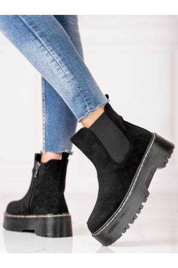 black Women's boots with platform Shelovet from eco suede 2