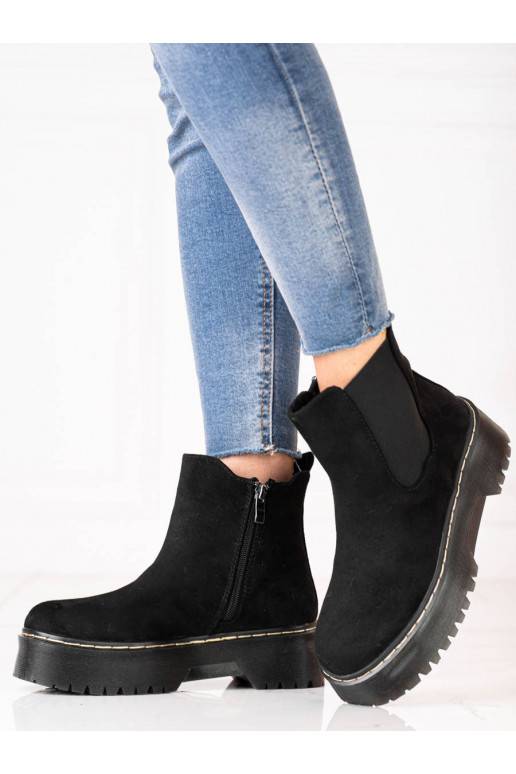 black Women's boots with platform Shelovet from eco suede