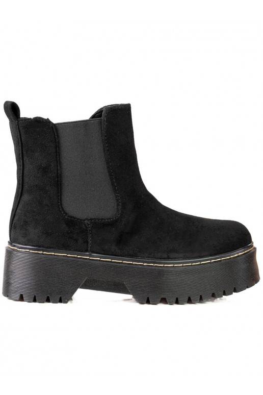 black Women's boots with platform Shelovet from eco suede