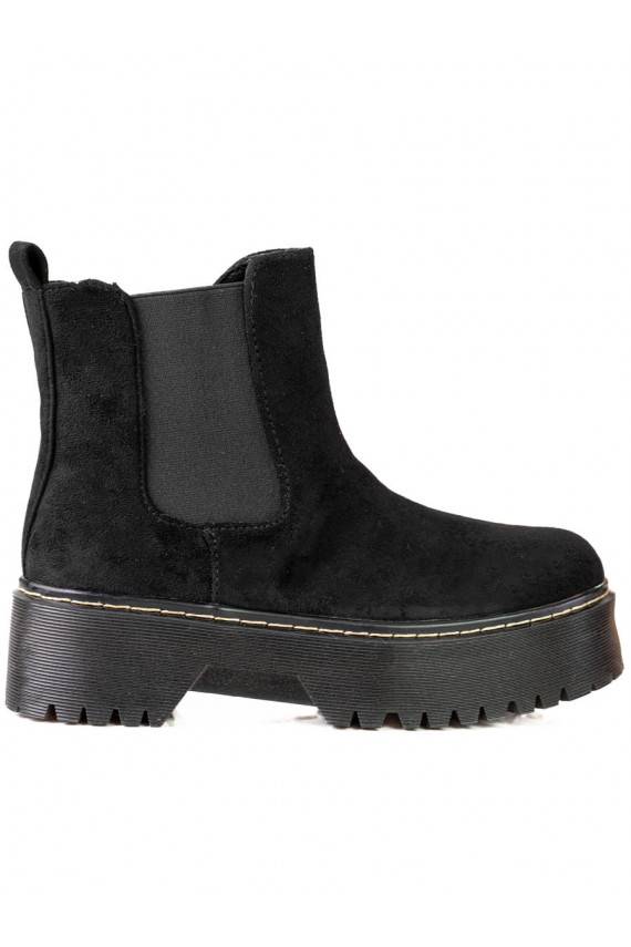 black Women's boots with platform Shelovet from eco suede