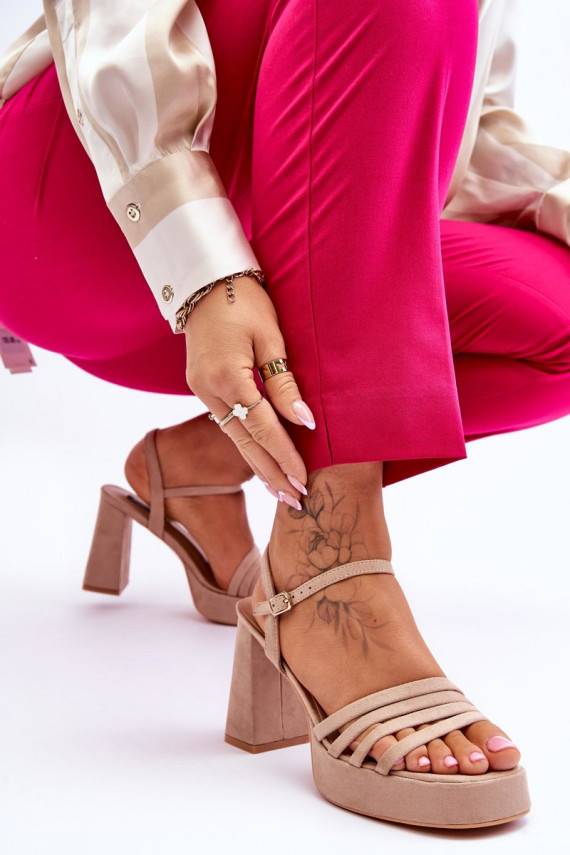 Women's Suede Platform Sandals Beige Verda