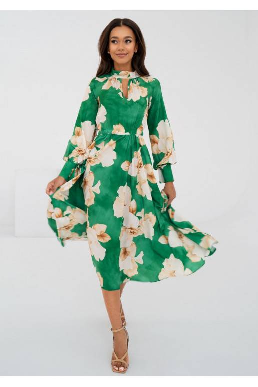 Florence - Green floral midi dress
