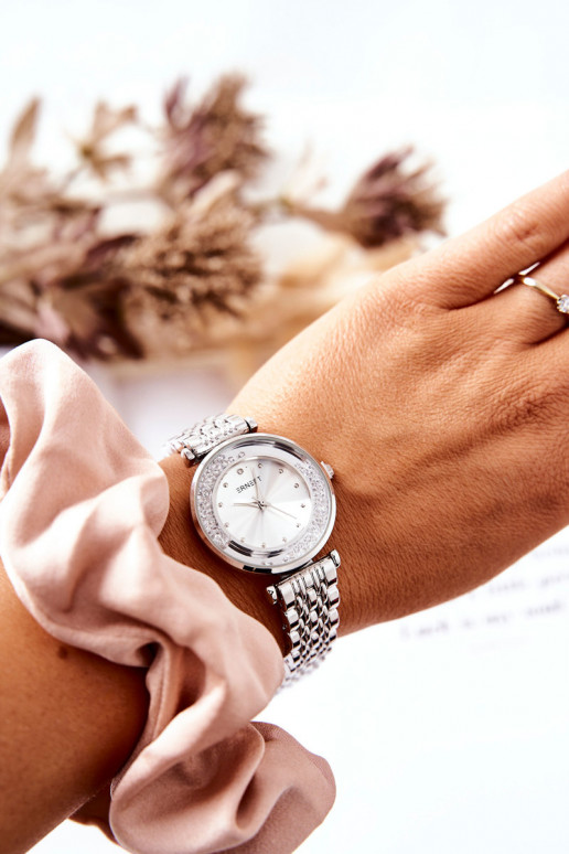 Women's Watch On Bracelet With Cubic Zirconia ERNEST Silver