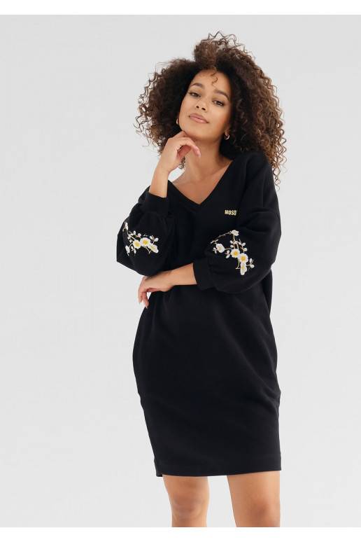Dina - Embroidered black cotton dress Dina - Embroidered black cotton dress