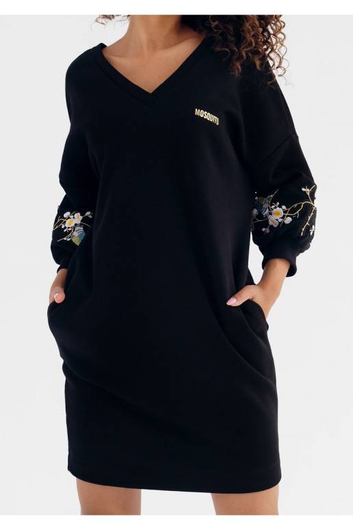 Dina - Embroidered black cotton dress Dina - Embroidered black cotton dress