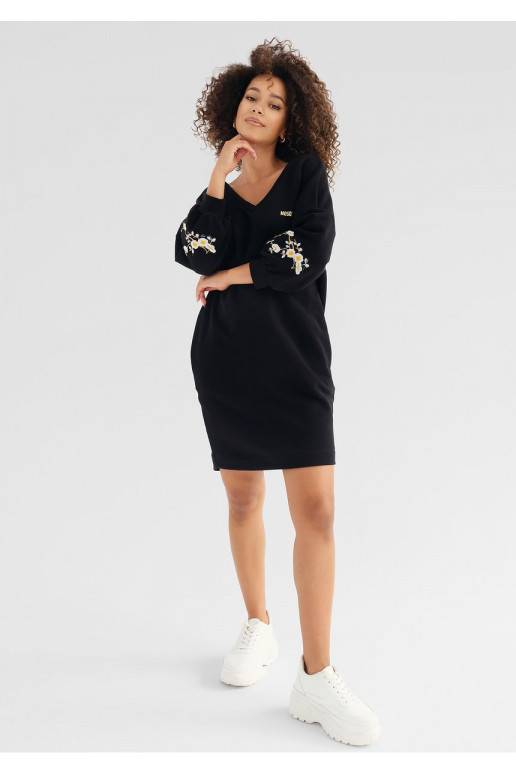 Dina - Embroidered black cotton dress Dina - Embroidered black cotton dress
