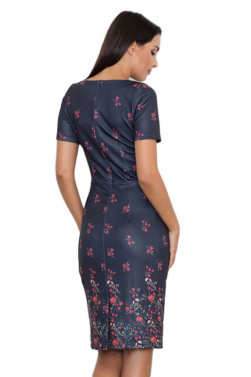 Tamsiai mėlyna suknelė su gėlytėmis...