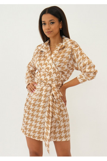 Suzie - Beige cheerful checked dress 2
