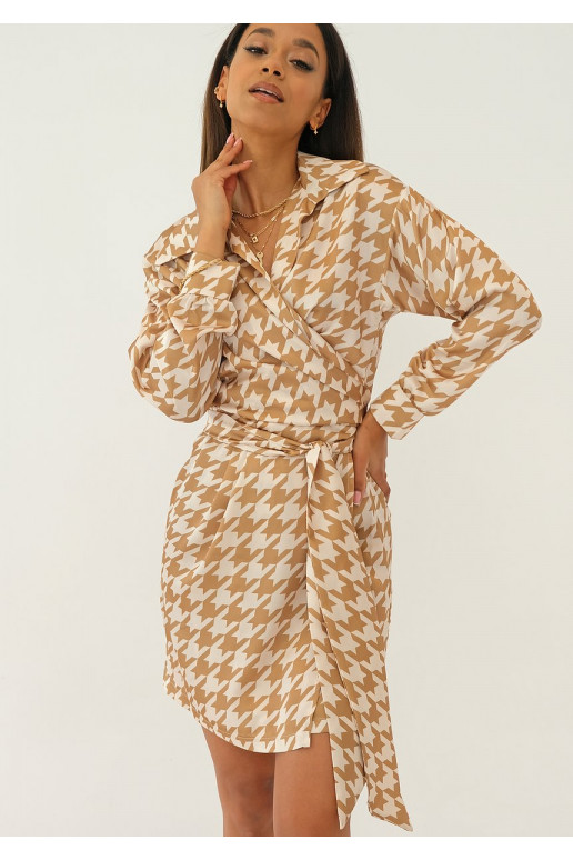 Suzie - Beige cheerful checked dress Suzie - Beige cheerful checked dress