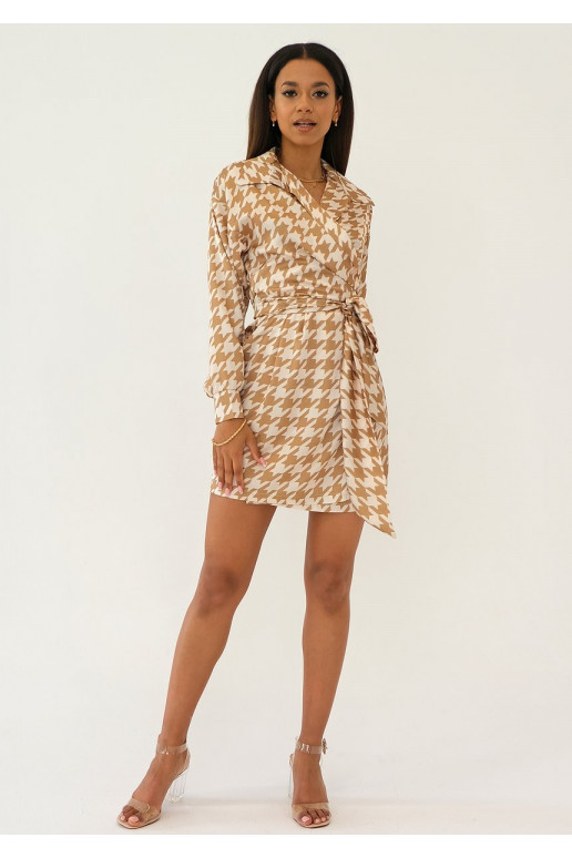 Suzie - Beige cheerful checked dress Suzie - Beige cheerful checked dress