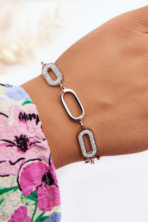 Bracelet With Oval Pendants Silver 