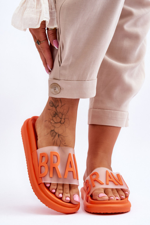 Women's Platform Slippers Orange Brave