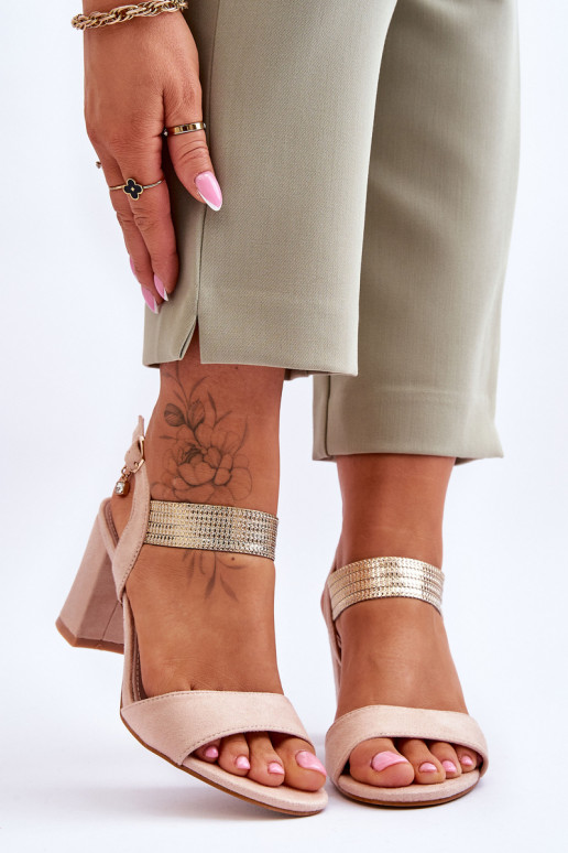 Women's Stiletto Sandals Suede Beige Enjoy