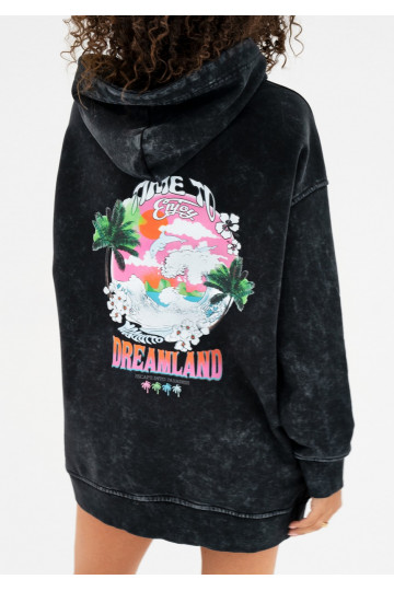 Viper - Black vintage wash hoodie "Dreamland"