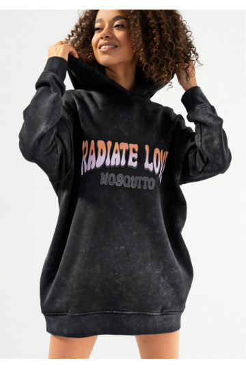 Viper - Black vintage wash hoodie "Radiate Love"
