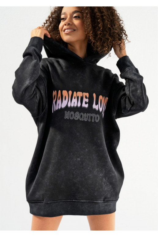 Viper - Black vintage wash hoodie &quot;Radiate Love&quot;