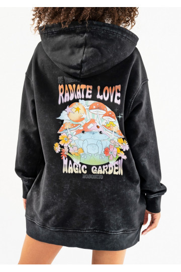 Viper - Black vintage wash hoodie "Radiate Love" 2