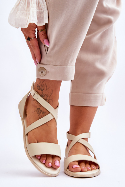 Leather Ankle Sandals Big Star LL274A161 Beige