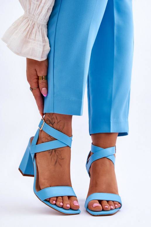 Elegant Sandals On A Block Heel Light blue Michele