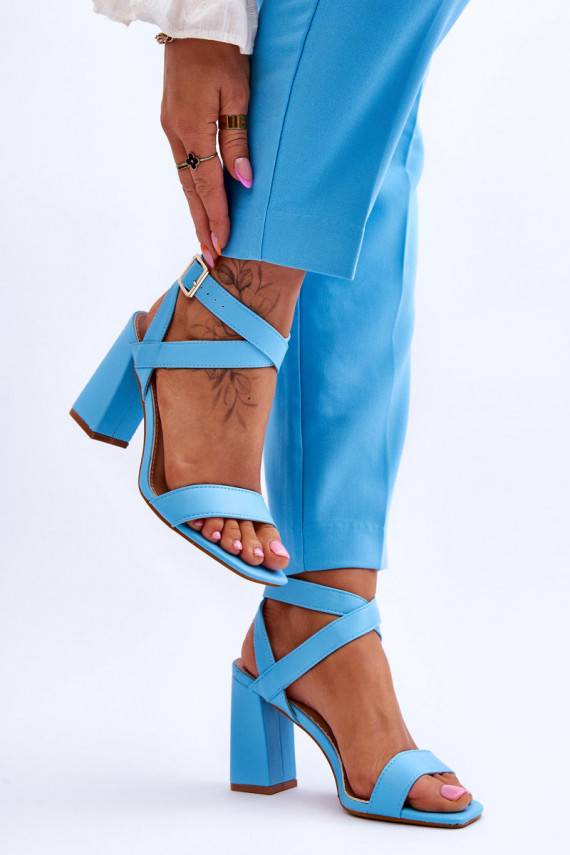 Elegant Sandals On A Block Heel Light blue Michele