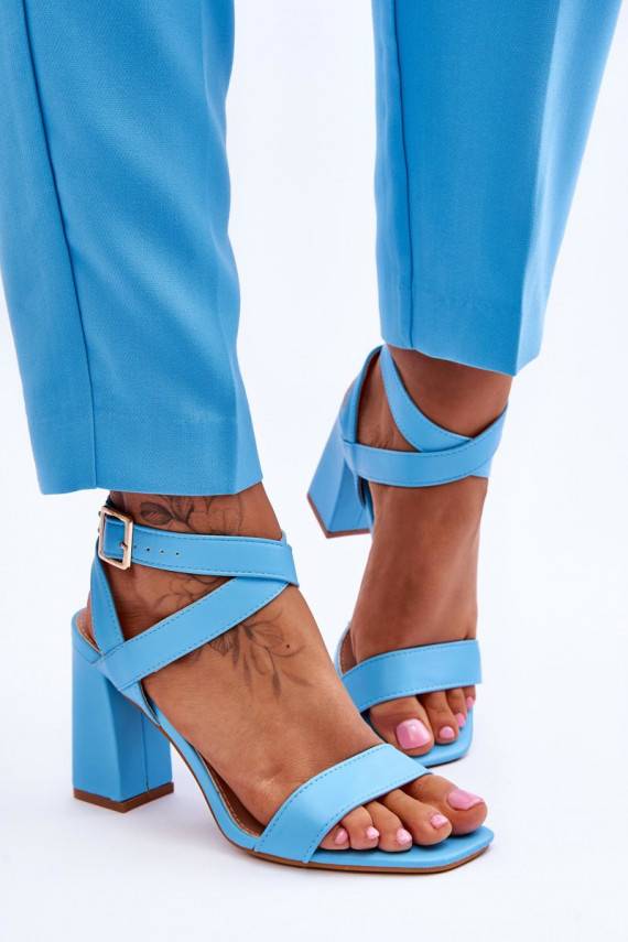 Elegant Sandals On A Block Heel Light blue Michele