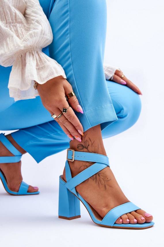 Elegant Sandals On A Block Heel Light blue Michele