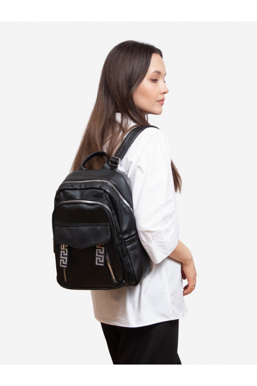 Female black color backpack from eco leather Shelovet